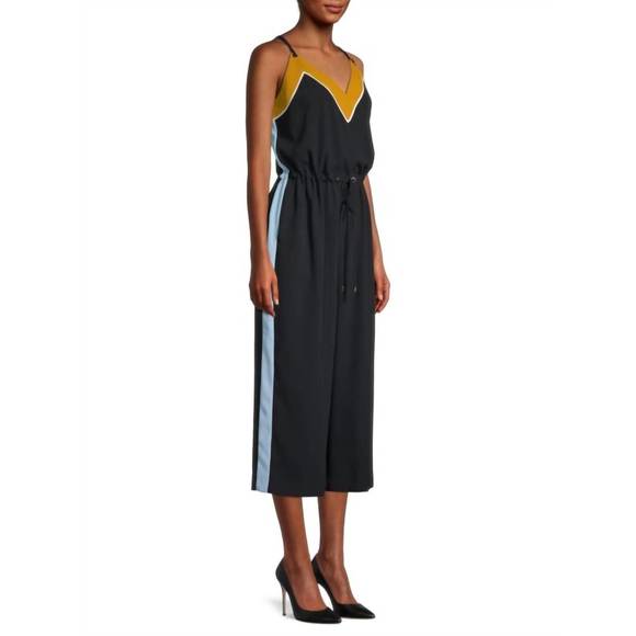 NEW TED BAKER darvva v-neckline drawstrings cotton sleeveless jumpsuit in black - Picture 3 of 4